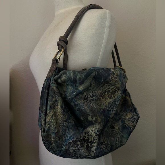 Multicolor leopard print “Otreska” bag: gold hardware, dark taupe strap - Picture 1 of 4